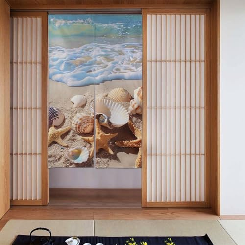 AQRJLPO Türvorhänge mit Muscheln am Strand, bedruckt, 86 x 143 cm, dekoratives Türbanner für Partydekoration und Sichtschutz