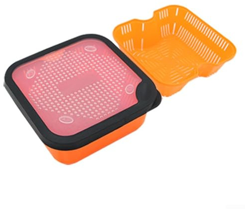 YJDOORPLAY 2in1 Fishing Tackle Bait Box With Strainer For Draining Pellets Carp Fishing Redworm Container(6.5-OS)