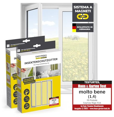 EASYmaxx Insect Protect insektsnät fönster med magnetisk fastsättning | myggnät till storlek | insektsskyddsfönster upp till 110 x 130 cm | myggskydds-magnet – enkel montering [2 stycken]