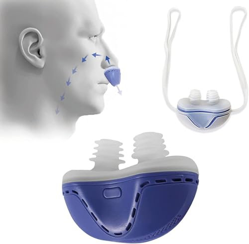 Dispositivo Antirussamento In Silicone, Mini Dispositivo Elettronico Antirussamento Cpap, Dispositivo di Arresto Dell'apnea Notturna, Dispositivi Ricaricabili Usb per La Soluzione Del Russamento,Blu