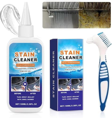 100ml Household Stain Removing Gel, Deep Clean Mold Remover, Washing Machine Cleaner, Washing Machine Cleaner for Washing Grout, Tile, Refrigerator, Windows, Bathroom, Kitchen Sink Stain (1)