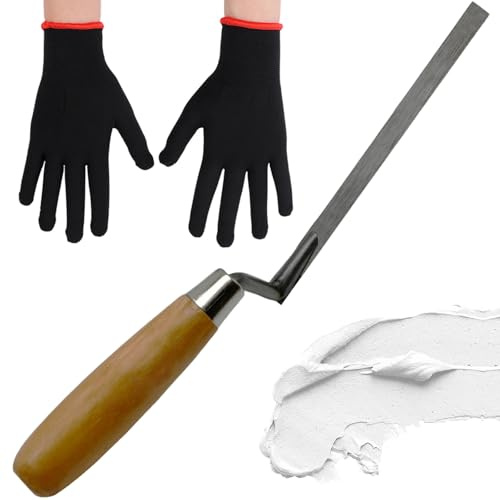 SiumPklay 1cm Stainless Steel Pointing Trowel Brick Jointer Tool for Mortar, Cement & Tiling Wooden Handle Bricklaying Tool DIY & Professional Tuck Pointer