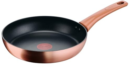 Lagostina Rosé, Padella Antiaderente Ø 24 cm, Rivestimento Titanium, Indicatore di Calore Thermo-Signal, Manico Rivettato, Compatibile con Induzione, Colore Oro Rosa