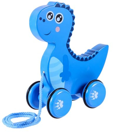 HEALSOPTHY Holz Nachziehspielzeug Dinosaurier Lauflernhilfe Cartoon Tier Ziehwagen Lauftraining Sicher Umweltfreundlich Pädagogisch Ab Jahr