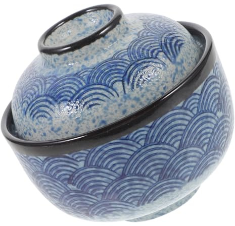 BIUDECO Tazón de Sopa Japonés de Cerámica con Tapa 250 Ml para Microondas Función de Vapor Adecuado para Cocina y Fiestas