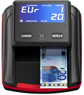 Detector de billetes falsos Euro con batería recargable, Detector automático de billetes falsos, Para varias monedas, Rojo