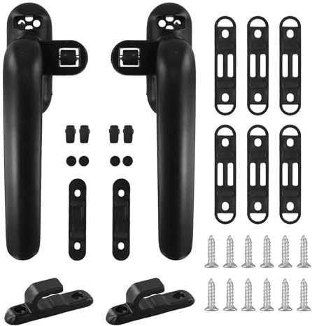 BlesConi Set di maniglie per finestre in lega di alluminio, ricambio per finestre scorrevoli, sinistra e destra, colore nero