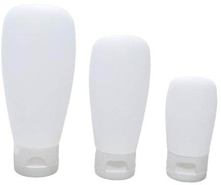 SILENRADAWN 3 pièces Set de Flacons Cosmétiques Rechargeables Silicone Souple avec Bouchon à Clapet Bouteilles Voyage Avion Légères et Réutilisables pour Lotion et Liquide de Soin