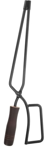 DIYEAH Pinzas Para Barbacoa De Carbón Al Aire Libre Para Camping y Fogatas, Tenazas Ergonómicas De Acero Al Carbono y Madera, Accesorio Seguro y Resistente Para Asar En Jardín y Eventos