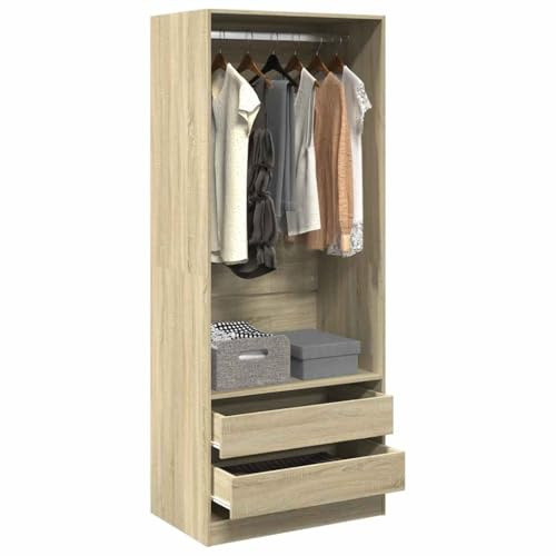 Frdhee Kinderkleiderschrank Schränke für Stauraum,Kleiderschrank -Eiche 80x50x200 cm Holzwerkstoff,Kellerschrank für Wohnzimmer Flur Büro