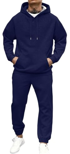 Tuta Uomo - Felpa Uomo con Cappuccio Ginnastica Elasticizzati Casa 2 Pezzi Invernale Calda Slim Fit Set Elegante Yoga Oversize Joggers Completo Eleganti Hoodie Abbigliamento