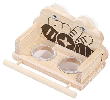 Bol À Nourriture Pour Oiseaux Distributeur Double Nourriture Transparent | Perches En Bois Anti-Éclaboussures Pour Cages Pour Perruche Calopsitte, Perruche, Pigeon, Inséparable,
