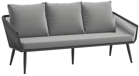 OUTLIV. Alex Loungesofa Loungesofa, 180x73x87cm, mit Kissen, Grau | Polyrattan, Aluminium und Rope; mit Kissen; 3-Sitzer; 180x73x87cm; Grau; komfortabel, pflegeleicht; für Garten und Terrasse