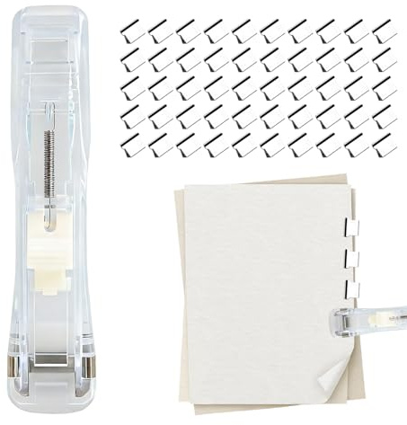 Tragbarer Binder Clip Hefter | Papierbinderklammern | Schreibtisch Dokumenten Organizer Tischhefter mit 50 Wiederverwendbaren Klammern | Handgehaltener Push File Clamp Verschluss Clip Spender