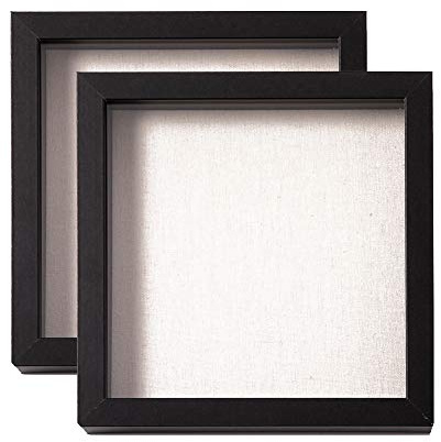Muzilife 3D Bilderrahmen zum Befüllen, 2 Stück Schwarz 22x22 cm | Holz Rahmen Objektrahmen Shadow Box mit Glasscheibe, Perfekt zum Basteln und als Geschenk für Familie Freunde