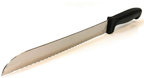 Kerafactum Super scharfes Brotmesser mit Wellenschliff Brot Säge Messer Brotsäge Sägemesser gezackte Wellen Klinge Bread Knife über 30 cm Länge mit schwarzem Griff