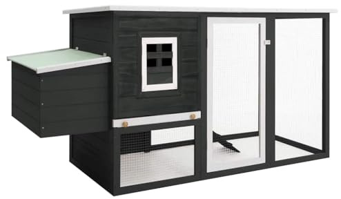 vidaXL Holz Hühnerstall 1 Eikäfig Grau Hühnerhaus Hühnervoliere Gefügelstall