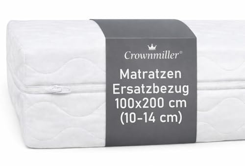 Crownmiller Microfaser Matratzenersatzbezug, Matratzenbezug 100x200 cm für Matratzen von 10 bis 14 cm, 60°C waschbar, 4-seitiger Reißverschluss