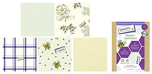 beeskin Bienenwachstuch M zum Frischhalten und Aufbewahren von Lebensmitteln - Größe: M, 25x25 cm (Standard)