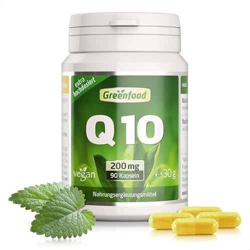 Q10, 200 mg, extra hochdosiert, Kapseln - OHNE künstliche Zusätze | Coenzym Q10, Gewonnen durch natürliche Fermentation, Hohe Bioverfügbarkeit, Laborgeprüft, Halal, Vegan