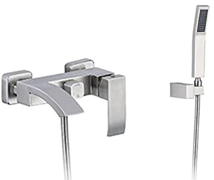 Mischbatterie Badewanne mit Handbrause, Badarmatur Badewanne Gebürstet Edelstahl Wasserhahn Badewanne