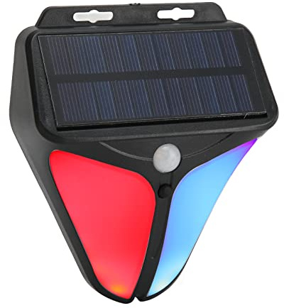 Alarme Solaire Sonore et Lumineuse, Lampe Clignotante étanche IP65 avec Détecteur de Mouvement avec Alerte Sonore Sirène 129 Décibels, 4 Modes, pour Ferme, Villa, Maison