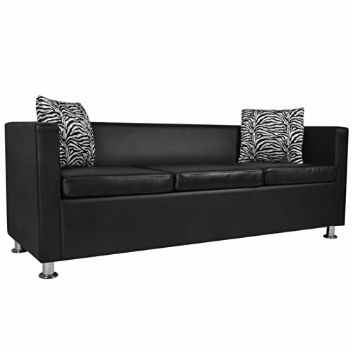 Keketa 3-Sitzer-Sofa Modern Multifunktional Schwarz 170 x 62.5 x 63 cm Kunstleder