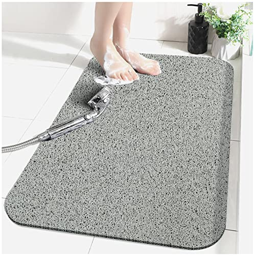 Penubuy rutschfeste Duschmatte 80x40, PVC-Luffa Antirutschmatte Dusche mit Poröser Struktur, Schnell Trocknend und Leicht zu Reinigen（grau）