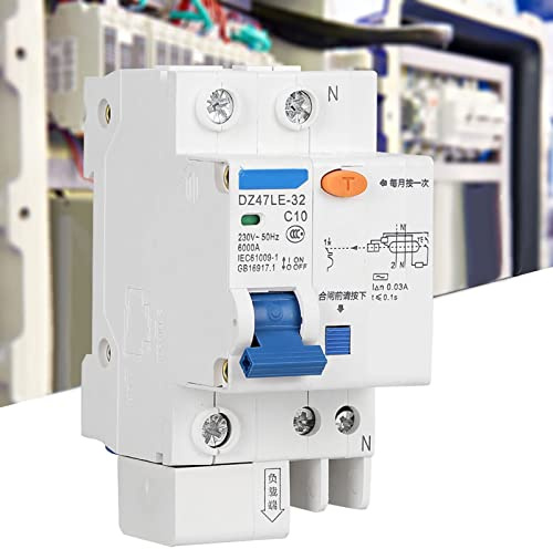 DZ47LE 32 1P+N 10 A Disjoncteur différentiel Protection contre les fuites de surintensité 10 x 8 x 5 10 A N