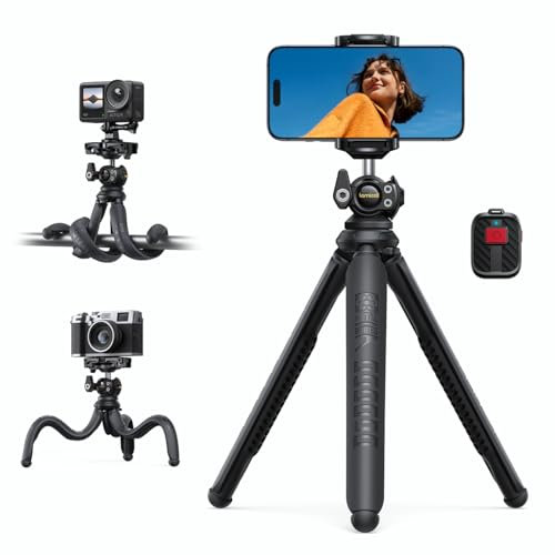 Lamicall Mobile Phone Tripod, Flexible Camera Tripod - [3 in 1 Integrated] 2025 Upgraded Mini Smartphone Tripod Stand Holder, 360° Rotating Portable Tripod Mount for Live, Cellphone, Camera