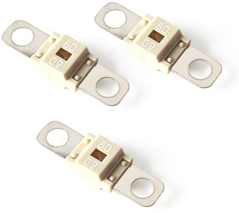 Vrasly Fuse 80A AMI/Midi High Current Fuse Bolt-on Fuse - 3PCS 80 Amp for Cars, Trucks, Construction Vehicles, Buses, Caravans