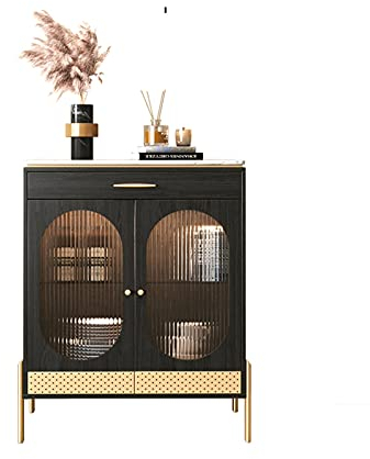 MOOWI Weinschrank Weinschrank, moderner, Schlichter Weinbarschrank mit Stauraum, Weinaufbewahrungsorganisator, Küchen- und Wohnzimmermöbel Barschrank (Color : Schwarz)