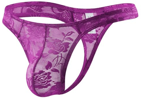 Casey Kevin Stringtrosa herr spets sexiga underkläder stringtrosa transparent, A2-lila, XXL