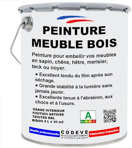 Peinture Meuble Bois - Codeve Bois/RAL 6005 - Vert mousse - 5L - Intérieur - Pour La Décoration De Votre Meuble De Cuisine Ou Salle De Bain.