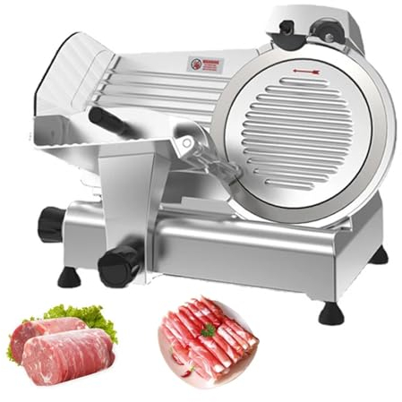 Halbautomatischer Multifunktionsschneider, Fleischwolf für Privatanwender/Gewerbe, 0–9 mm Dickeneinstellung, zum Schneiden von Fleisch, Brot oder Käse,10inches