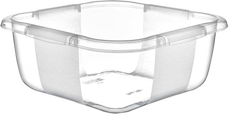 Best House | Plastic Washing up Bowl Basin | Small Square Kitchen Basin Wash Bowl | 6 Litres | Clear | 2 pcs | Multipurpose Bath Tub/Washing Tub for Kitchen, Bathroom, and Household Use (Pack of 2)
