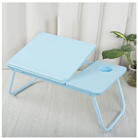 Verstellbarer multifunktionaler Laptop-Betttisch, Getränkehalter/Schallwand-Design/Klappbein, tragbares Betttablett, Essen, Schreiben, Betttisch, Schreiben (Farbe: Schwarz, Größe: 21,7 Zoll) (Blau 2