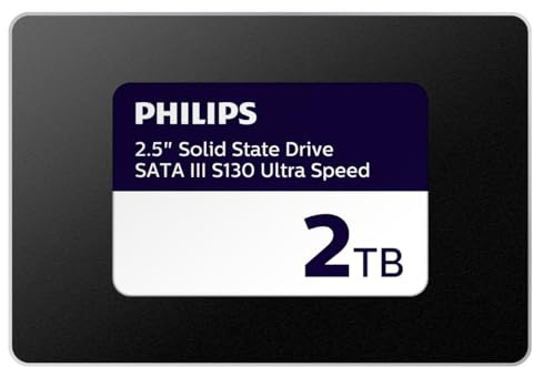 Philips SSD Interno 2.5 SATA III 2 TB S130 Ultra Speed, velocità di lettura fino a 550 MB/s