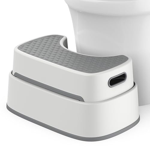 MR.SIGA Sgabello da toilette a 2 gradini per adulti, bambini, ragazzi, sgabello antiscivolo e robusto per il bagno, sgabello da toilette portatile a forma di vasino