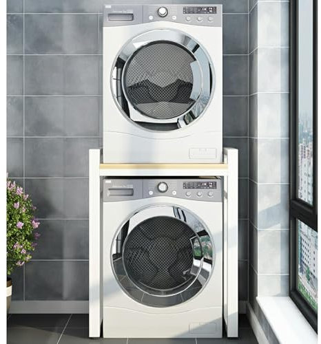 Kit de apilamiento para lavadora y secadora Lavandería Soporte para secadoras Altura Ajustable Kit Apilable Portátil, Lavadora Secadora Soporte de Estantería Intermedio, Lavavajillas Estante Apilador