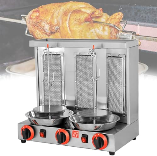 Beachtiful Doner Kebab Grill Gas Vertical Broiler Gyro Carne Asador con 2 o 3 Quemadores para Restaurante Hogar Jardín, para Pollo Asado, Pavo Asado, Tacos, Asado, Carne de Res,Three