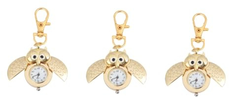 VALICLUD 3stücke Retro Eule Taschenuhr Schlüsselanhänger Cartoon Design Langlebig Kreative Eule Geschenkidee Für Freunde Und Familie Als Modisches Accessoire