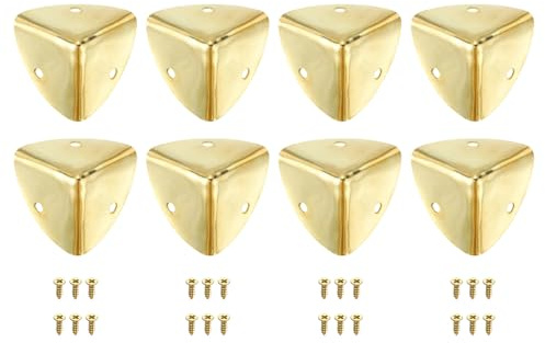 sourcing map 8 Pcs Decorative Box Corner Cover, 40mm Metal Edge Guard, Furniture Corner Edges Protector with Screws, Gold