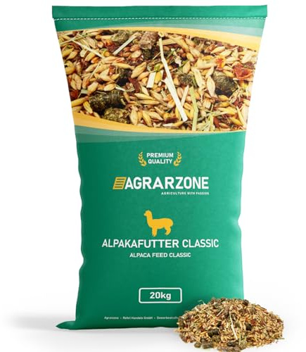 Agrarzone Nourriture pour alpagas Classic 20 kg - Muesli pauvre en protéines & en énergie pour alpagas, Lamas, chameaux et Chevaux - avec de l'orge, de la Luzerne & Marc de Pomme