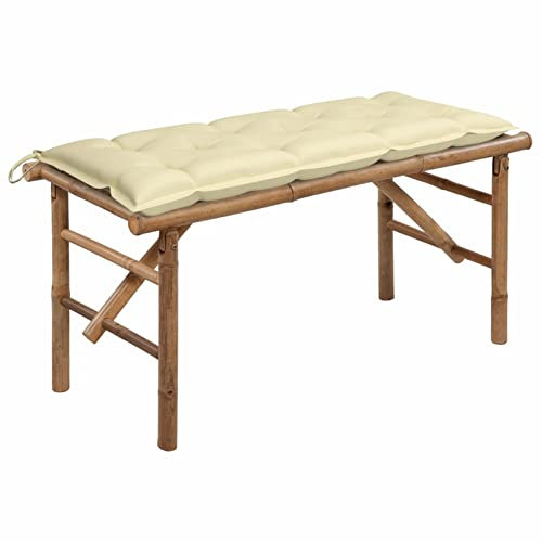Iiaky Klappbare Gartenbank mit Auflage Gartenbank Sitzbank Klappbar Bank Garten Parkbank 118 cm Bambus - 3063866