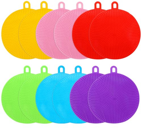 12pcs Dish Washing Brushes,Kitchen Silicone Sponge Dish Brush,Multi-Purpose Sponge Kitchen Gadgets, Reusable Dish Washing Scrubber for Kitchen Dish Dishes Fruits Vegetables Washing and Cleaning