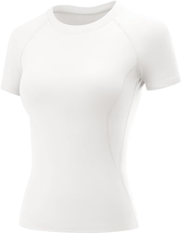 Rapbin Gym Toppar för kvinnor träning löpning yoga sport skjortor kortärmad atletisk träning snabbtorkande andningsbar t-shirt, Vitt, XS