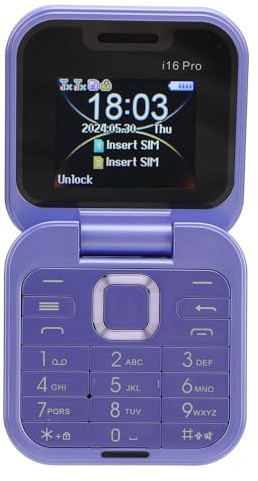 Yosoo Health Gear Senior Mobile Phone, Flip Phone 2G Dual SIM Big Buttons with LED Flashlight HD Rear Camera FM Radio Magic Voice Blacklist Quick Dial Vibration (Purple)