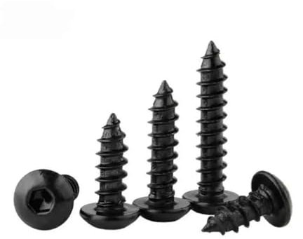 KSeSii 10–30 Stück M3 M4 M5 M6 Innensechskantschrauben mit Innensechskant, schwarzer Kohlenstoffstahl, Güteklasse 8.8, selbstschneidende Holzschrauben mit rundem Kopf(16mm,M3-30pcs)