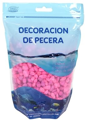 SMELL & SMILE Aquarienkies, Naturstein, dekorativ für Süß- und Meerwasseraquarien, natürliches Substrat zur Dekoration des Hintergrunds, 1 kg (Rosa, 6-8 mm)